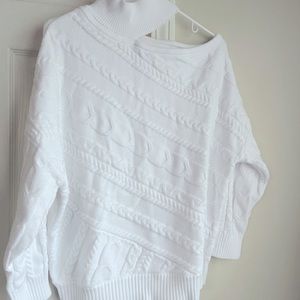 One-Shoulder White Sweater